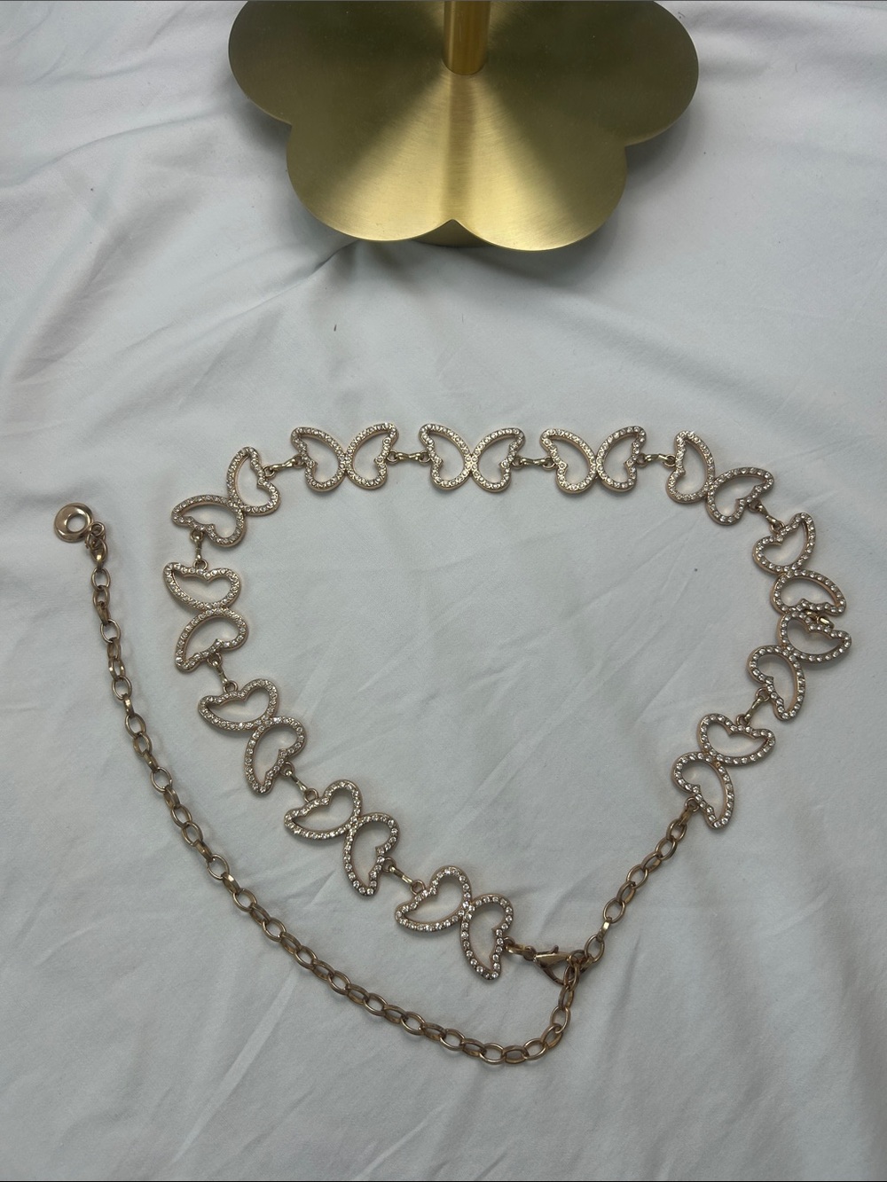 Vintage Y2K Gold Rhinestone Butterfly Chain Belt Crystal Fairycore Coquette